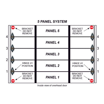 Single Stall 5 Panel Residential Garage Door System (UNDER 12' WIDE)
