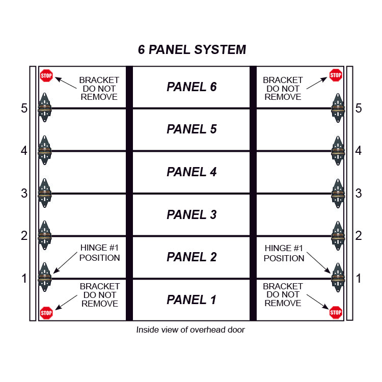 Single Stall 6 Panel Residential Garage Door System (UNDER 12' WIDE)
